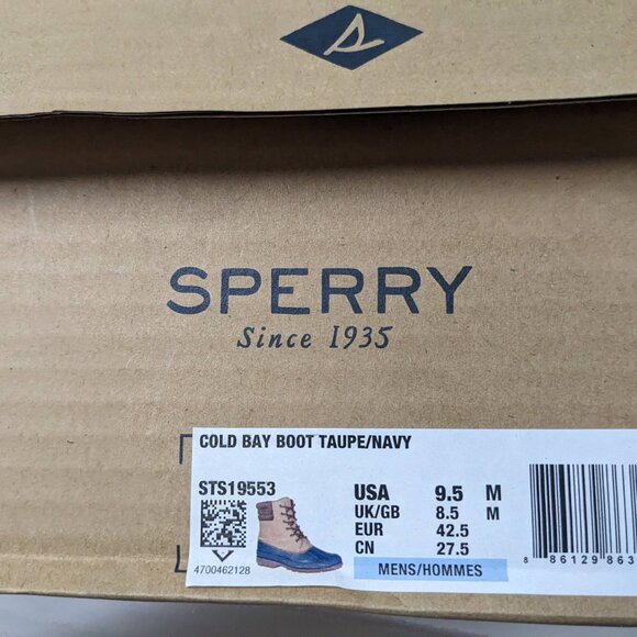 Mens Sperry Taupe Navy Cold Bay Boots size 9.5 Taupe/Navy NEW with box main image 4